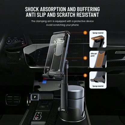 2-In-1 Universal Car Cup Holder Phone & Tablet Mount, Telescopic Multi-Function Navigation Bracket