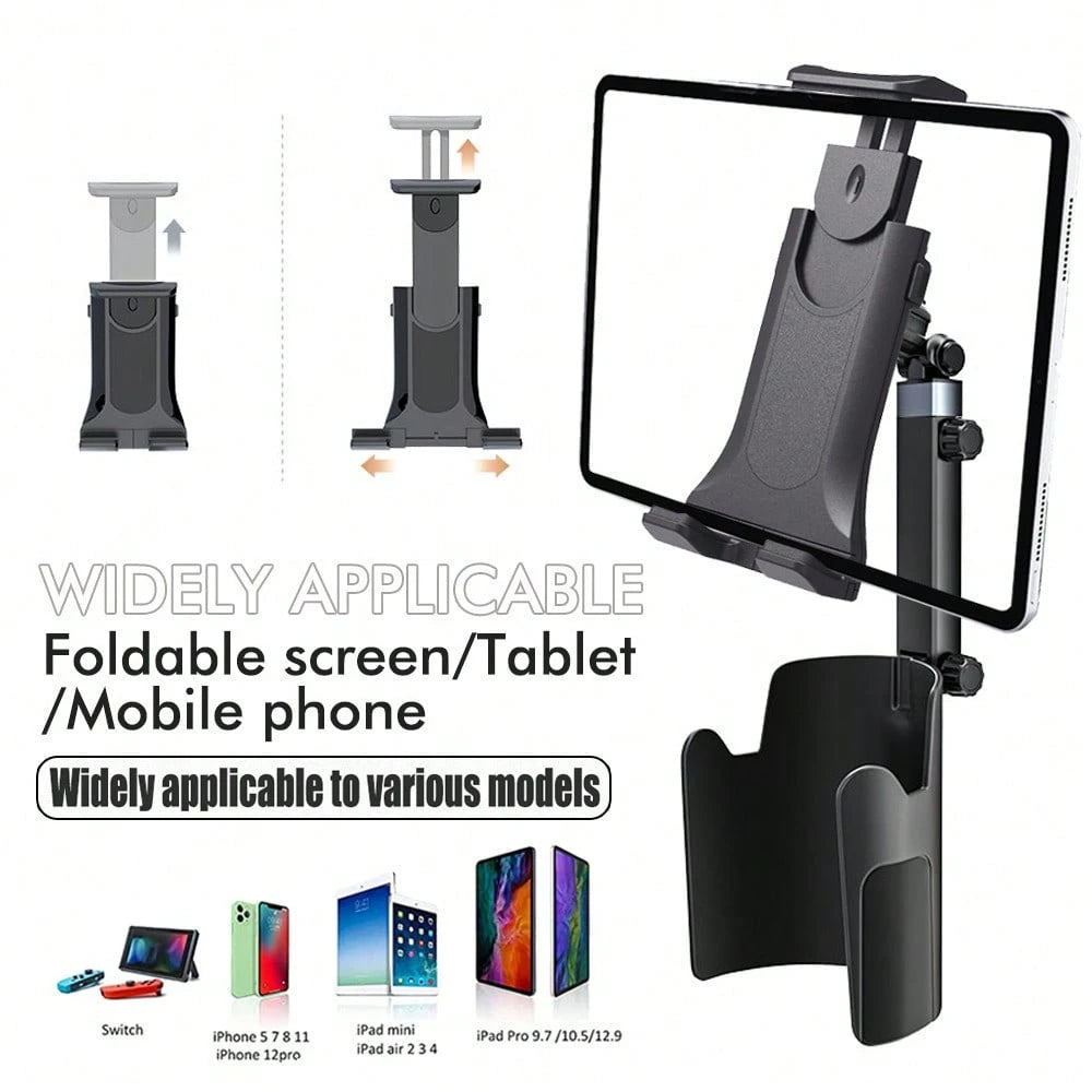 2-In-1 Universal Car Cup Holder Phone & Tablet Mount, Telescopic Multi-Function Navigation Bracket