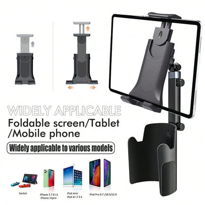2-In-1 Universal Car Cup Holder Phone & Tablet Mount, Telescopic Multi-Function Navigation Bracket