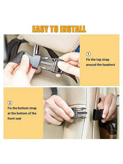 2 Pack Car Backseat Organizer With 10" Table Holder, 9 Storage Pockets Seat Back Protectors Kick Mats For Kids Toddlers, Travel Accessories