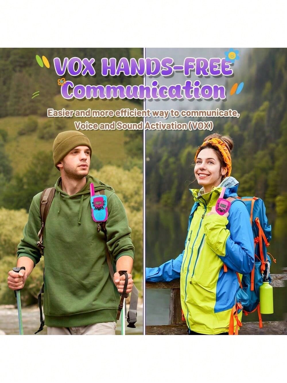 2 Pack Handheld Walkie Talkies, Two Way Radios With Backlit LCD And Flashlight, Portable Rechargeable Radios For Camping, Hiking, Family Travel, Multi Pack Available