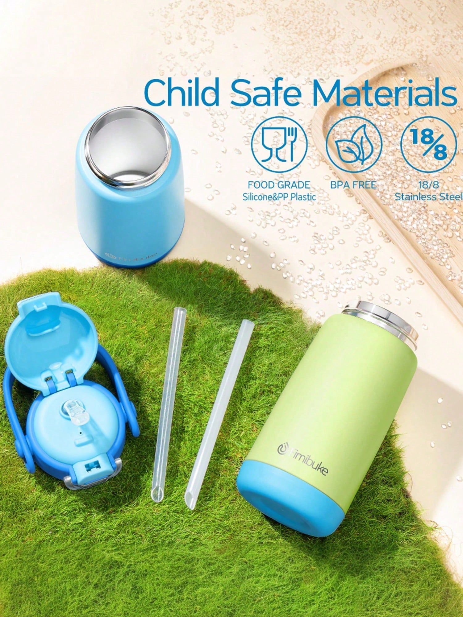 2 Pack Kids Insulated Water Bottle With Straw Lid & Handle- 14oz Stainless Steel Tumbler Leak Proof Double Wall Vacuum Kids Cup For School Boys Girls