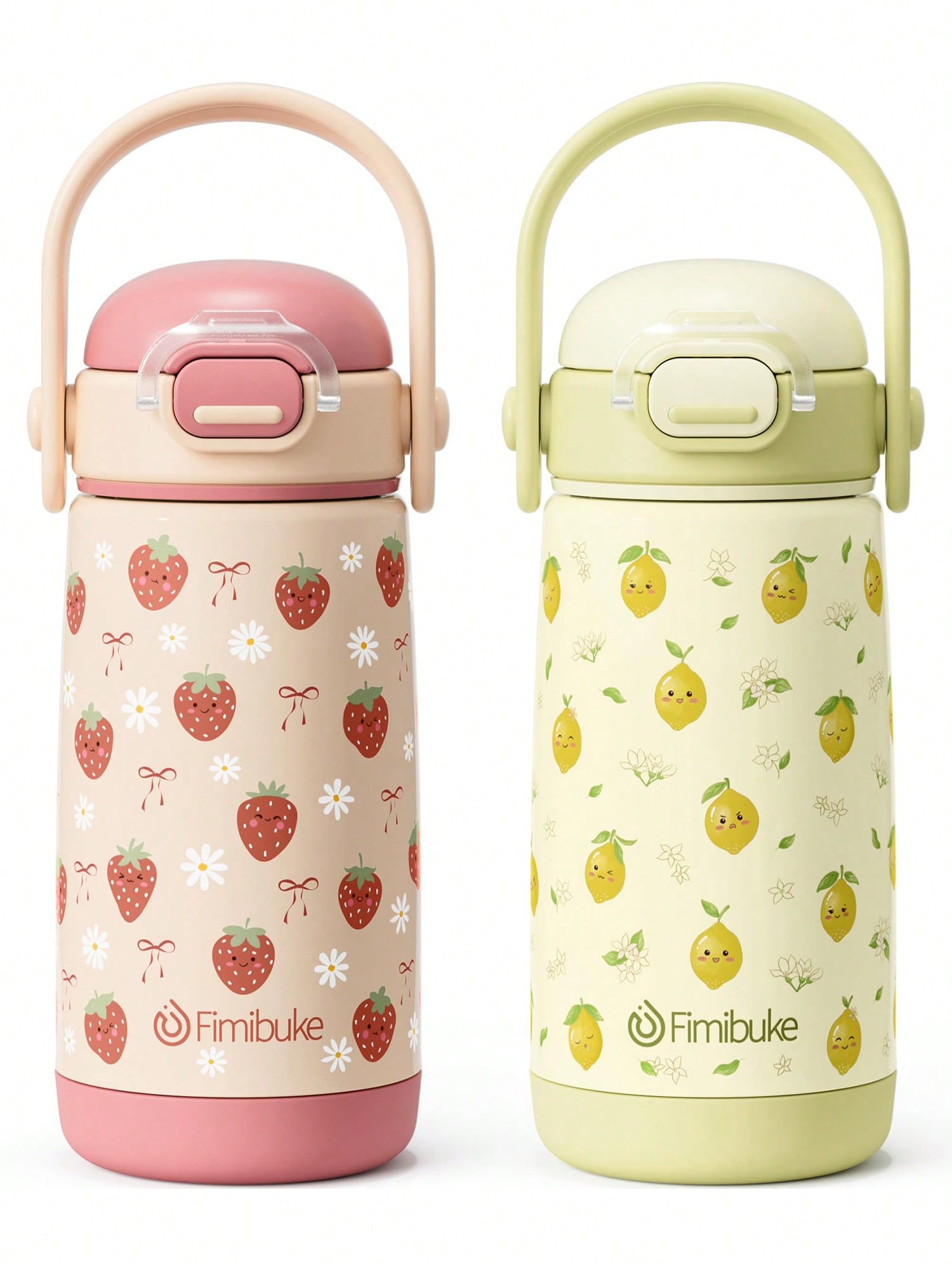 2 Pack Kids Insulated Water Bottle With Straw Lid & Handle- 14oz Stainless Steel Tumbler Leak Proof Double Wall Vacuum Kids Cup For School Boys Girls