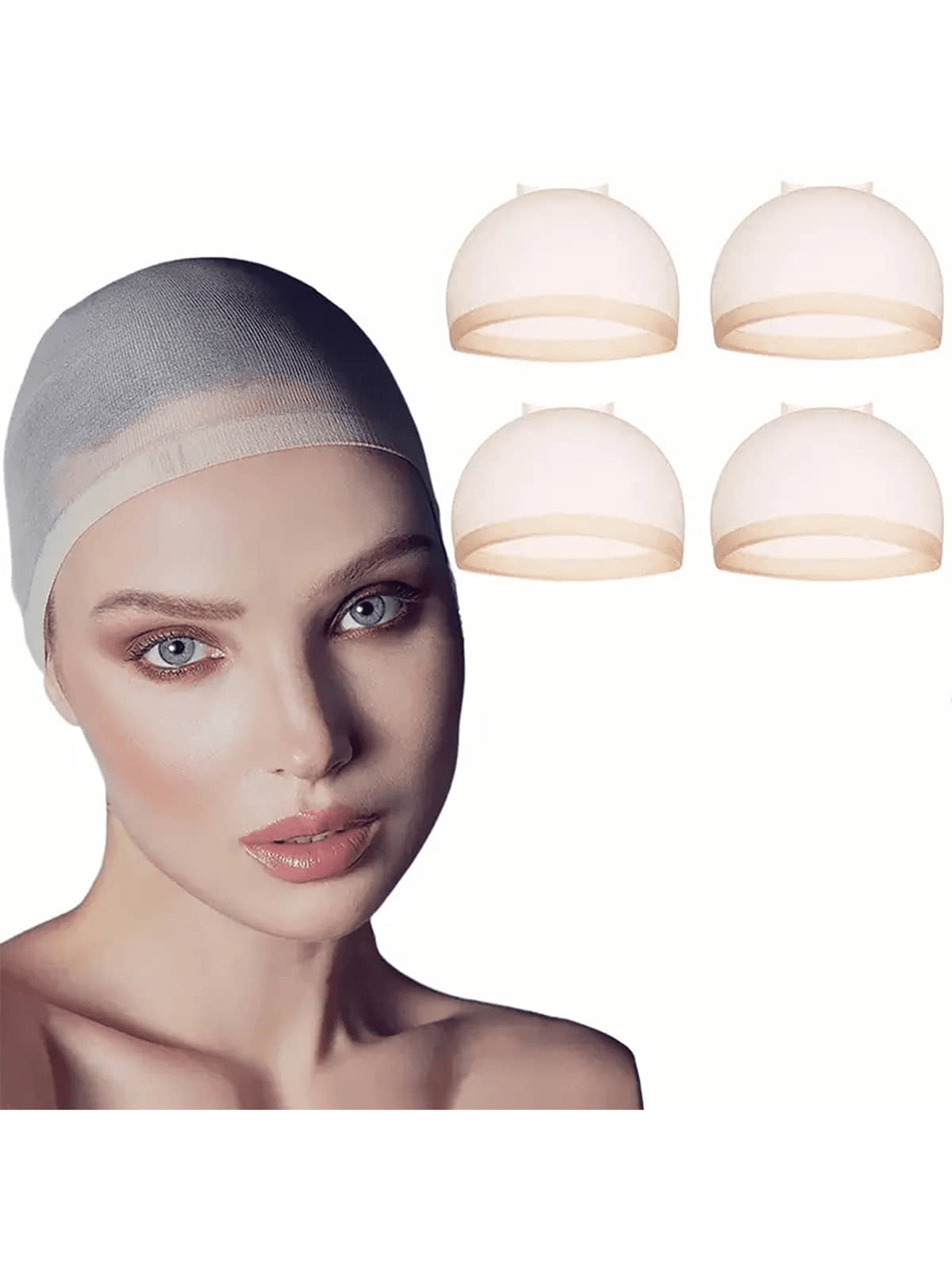 2 Packs New Skin-Tone Natural Breathable Invisible Wig Cap, Cosplay, Wig Cap, Hair Cap. Suitable For Performances, Middle-Aged Women Can Also Use, Men And Women Suitable For Cosplay, Dance And Holiday