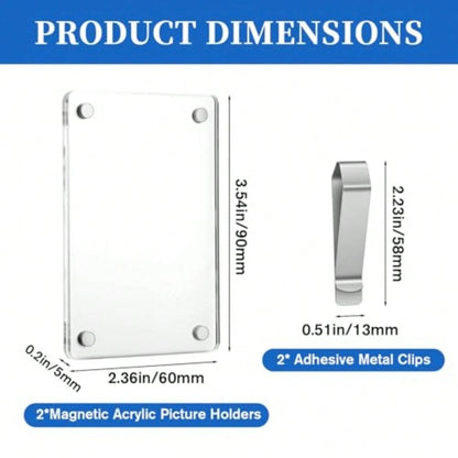 2 Pcs Acrylic Magnetic Photo Holder For Car Visor, Personalized Car Picture Frame Clip, Zinc Alloy Visor Clip For And Photos C