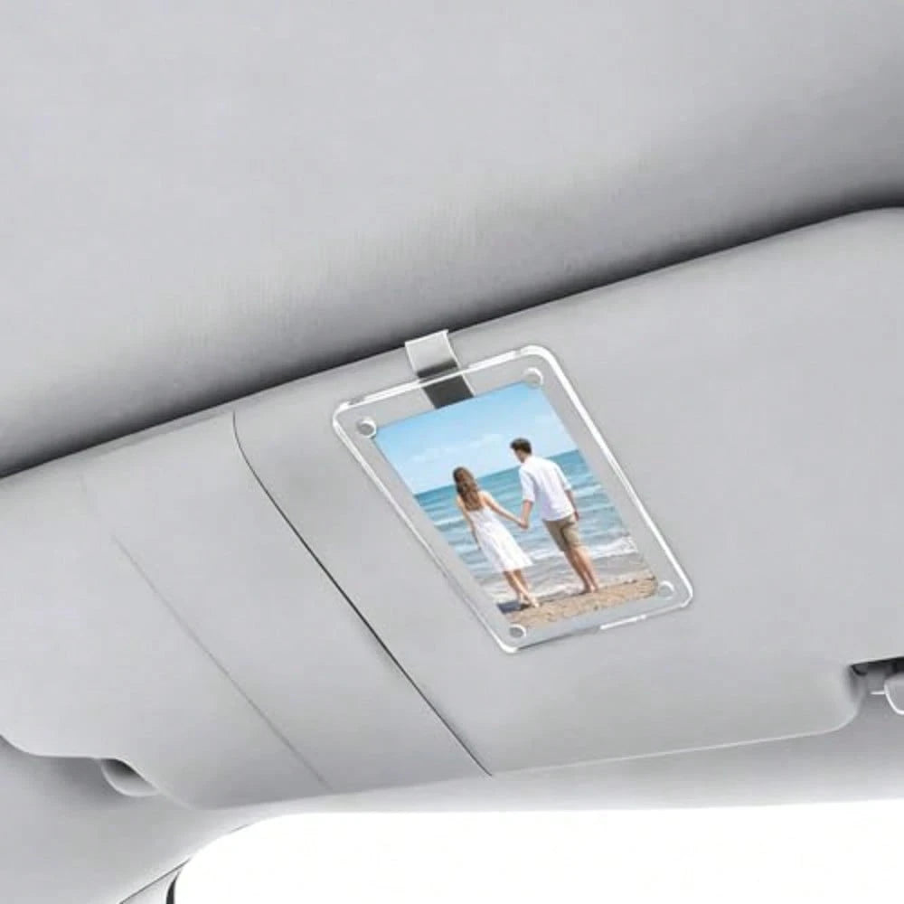 2 Pcs Acrylic Magnetic Photo Holder For Car Visor, Personalized Car Picture Frame Clip, Zinc Alloy Visor Clip For And Photos C