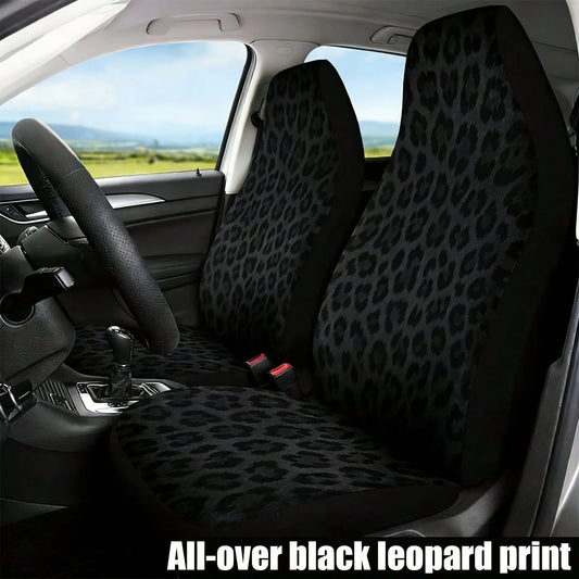 2 PCS Leopard Print Car Seat Covers Abstract Wild Animal Skin Texture Cheetah Pattern Vehicle Seat Protector Cushion Cover Universal Car Interior Accessories For SUV Truck Sedan
