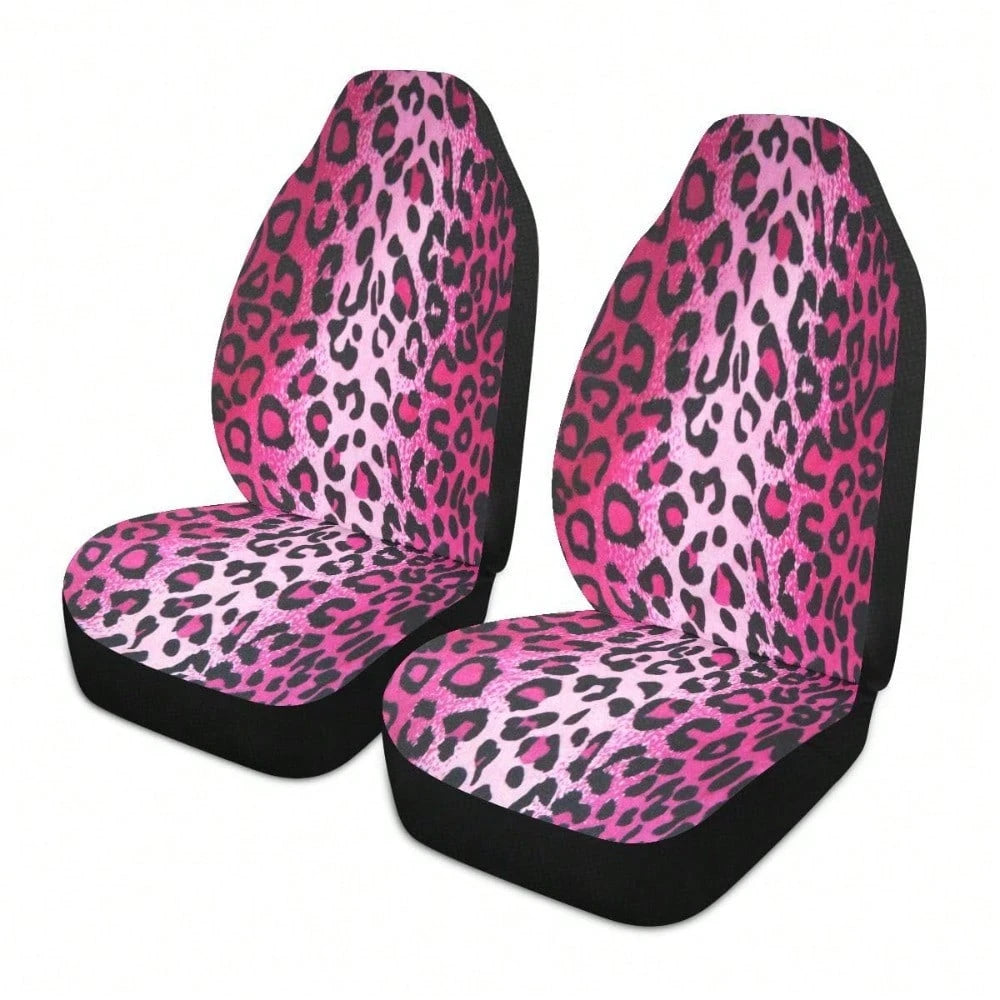 2 PCS Leopard Print Car Seat Covers Abstract Wild Animal Skin Texture Cheetah Pattern Vehicle Seat Protector Cushion Cover Universal Car Interior Accessories For SUV Truck Sedan