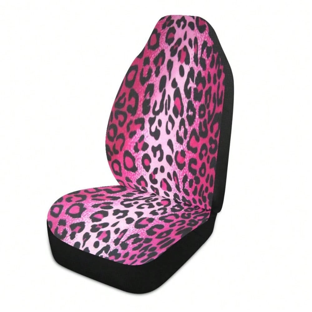 2 PCS Leopard Print Car Seat Covers Abstract Wild Animal Skin Texture Cheetah Pattern Vehicle Seat Protector Cushion Cover Universal Car Interior Accessories For SUV Truck Sedan
