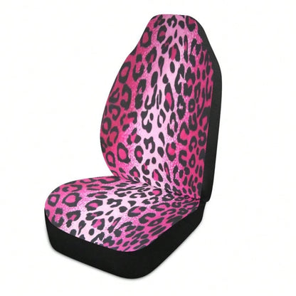 2 PCS Leopard Print Car Seat Covers Abstract Wild Animal Skin Texture Cheetah Pattern Vehicle Seat Protector Cushion Cover Universal Car Interior Accessories For SUV Truck Sedan