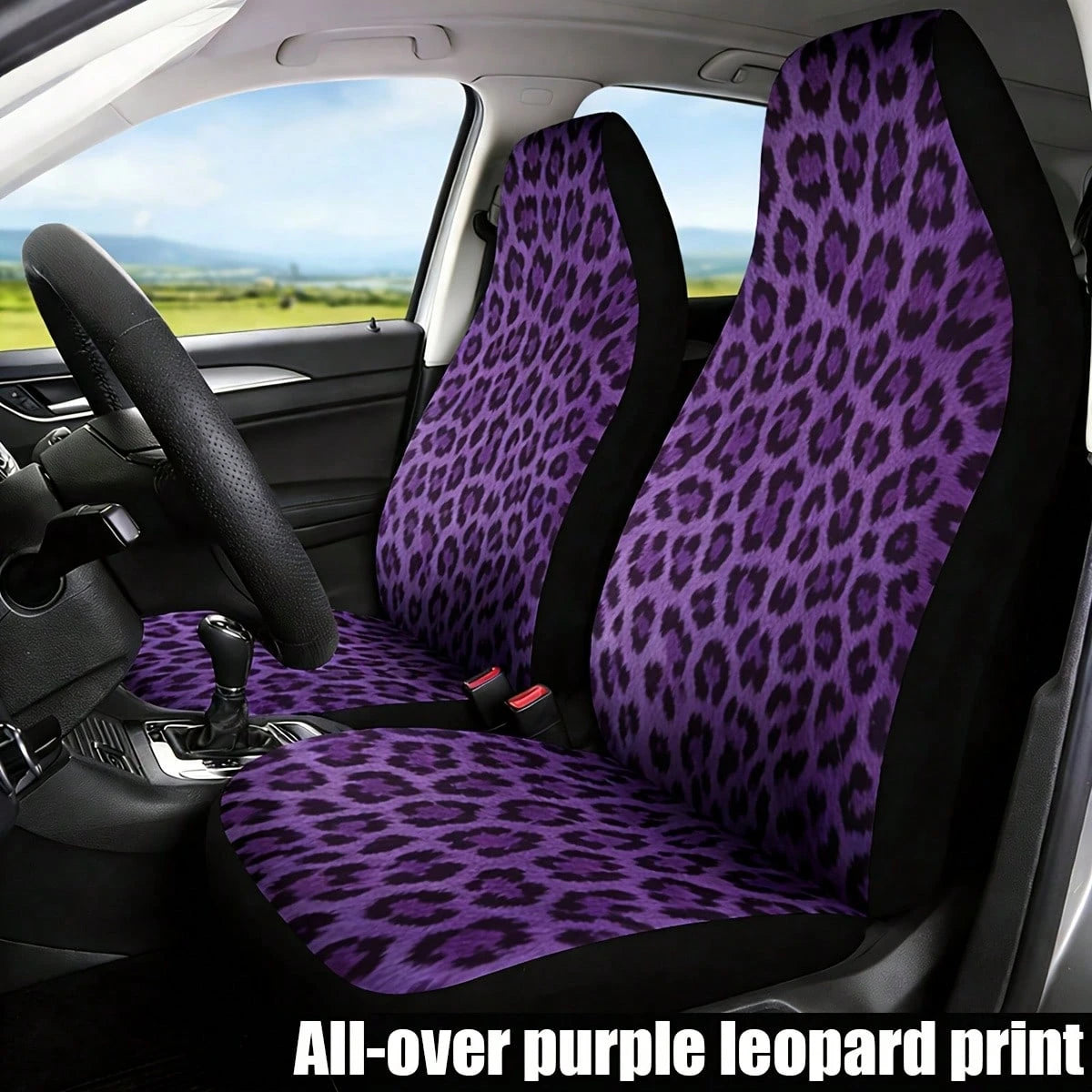 2 PCS Leopard Print Car Seat Covers Abstract Wild Animal Skin Texture Cheetah Pattern Vehicle Seat Protector Cushion Cover Universal Car Interior Accessories For SUV Truck Sedan