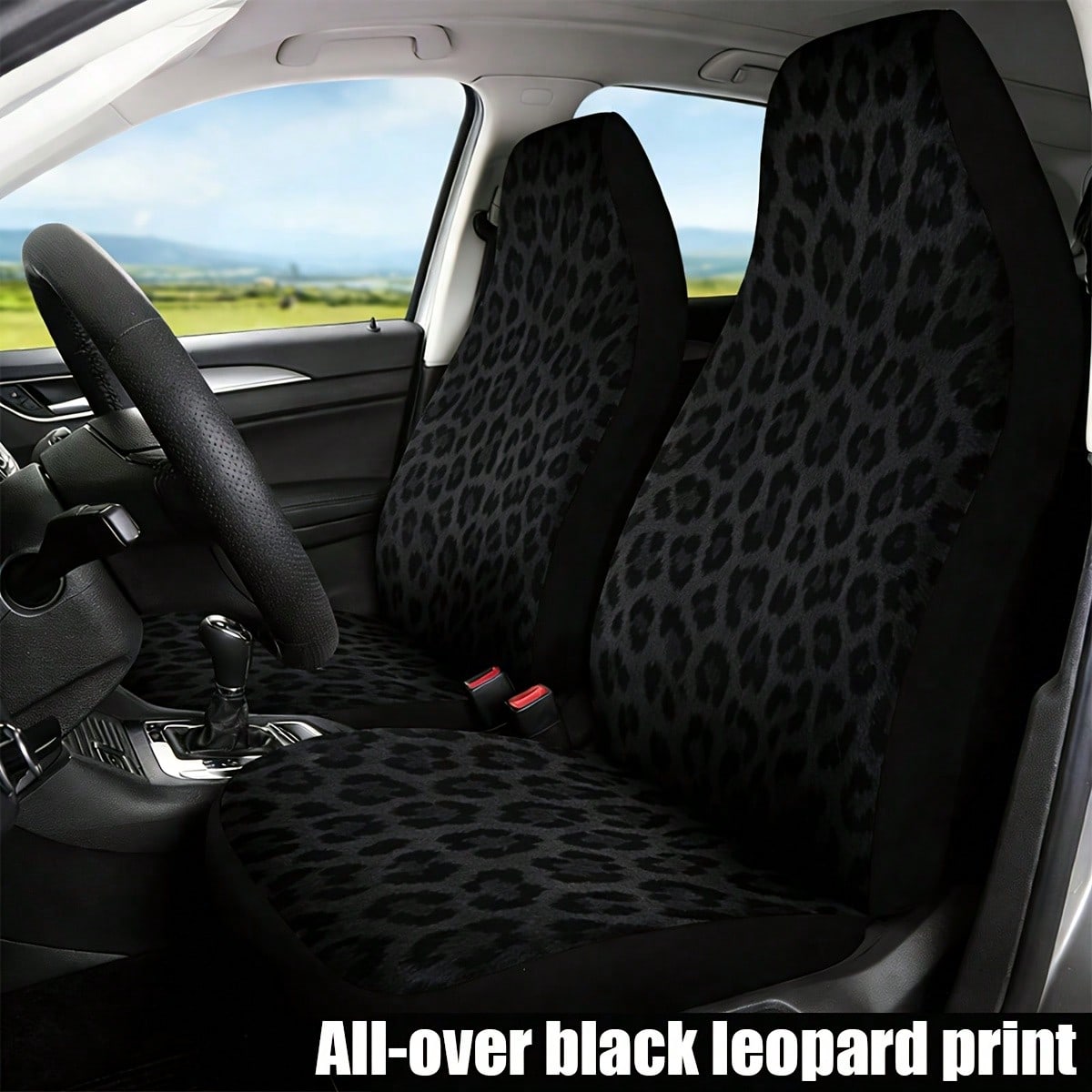 2 PCS Leopard Print Car Seat Covers Abstract Wild Animal Skin Texture Cheetah Pattern Vehicle Seat Protector Cushion Cover Universal Car Interior Accessories For SUV Truck Sedan
