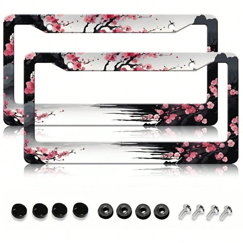 2-Piece Of Metal License Plate Frame Decor, 12x6inch Aluminum Material, Suitable For Sedans/SUVs/Pickups,Car Accessories For Women,Car Accesorries,Cosas Para El Carro,Car Essentials Women,Car Decir,Li