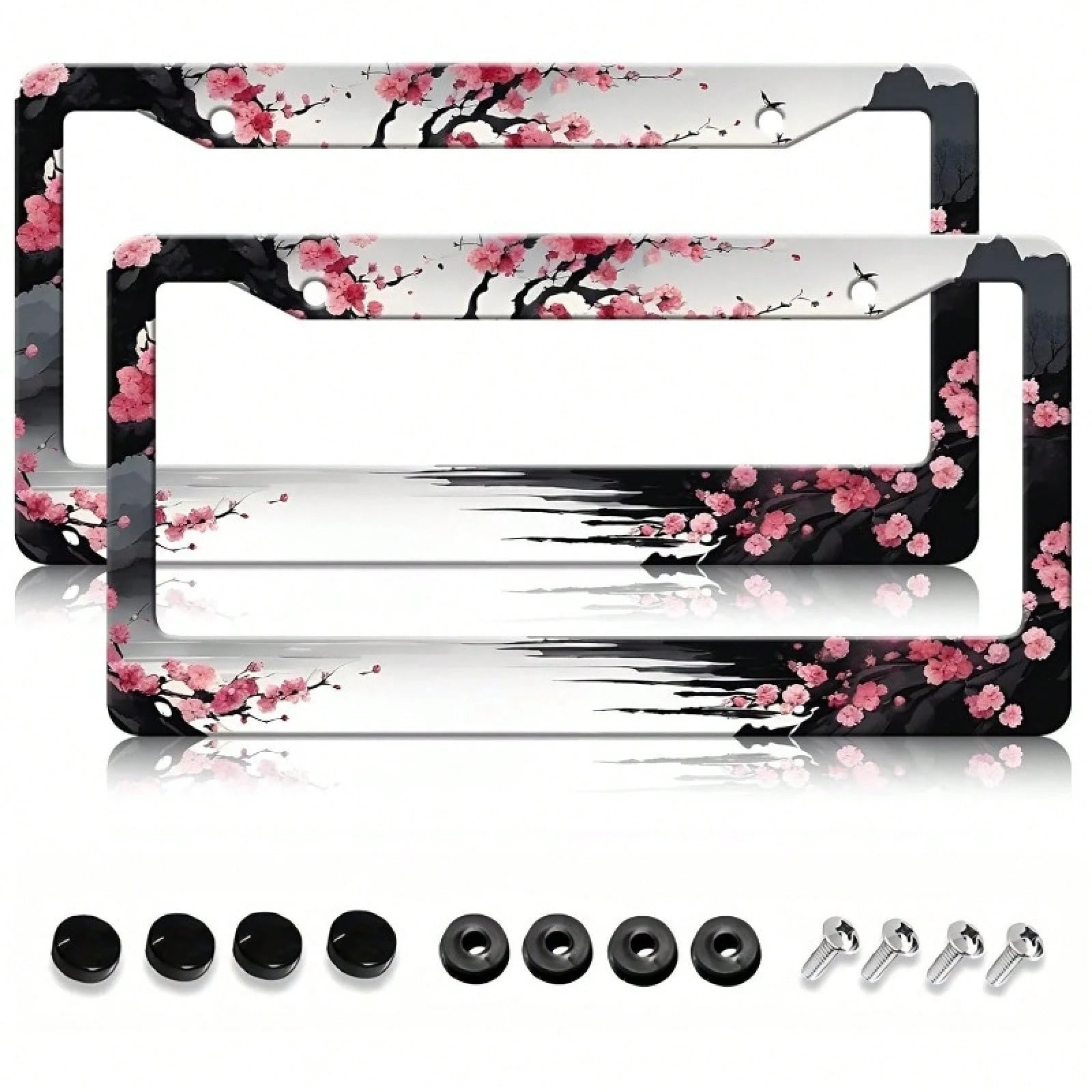 2-Piece Of Metal License Plate Frame Decor, 12x6inch Aluminum Material, Suitable For Sedans/SUVs/Pickups,Car Accessories For Women,Car Accesorries,Cosas Para El Carro,Car Essentials Women,Car Decir,Li