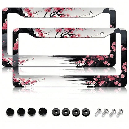 2-Piece Of Metal License Plate Frame Decor, 12x6inch Aluminum Material, Suitable For Sedans/SUVs/Pickups,Car Accessories For Women,Car Accesorries,Cosas Para El Carro,Car Essentials Women,Car Decir,Li