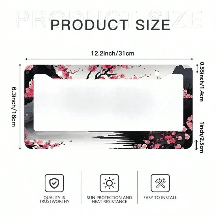2-Piece Of Metal License Plate Frame Decor, 12x6inch Aluminum Material, Suitable For Sedans/SUVs/Pickups,Car Accessories For Women,Car Accesorries,Cosas Para El Carro,Car Essentials Women,Car Decir,Li