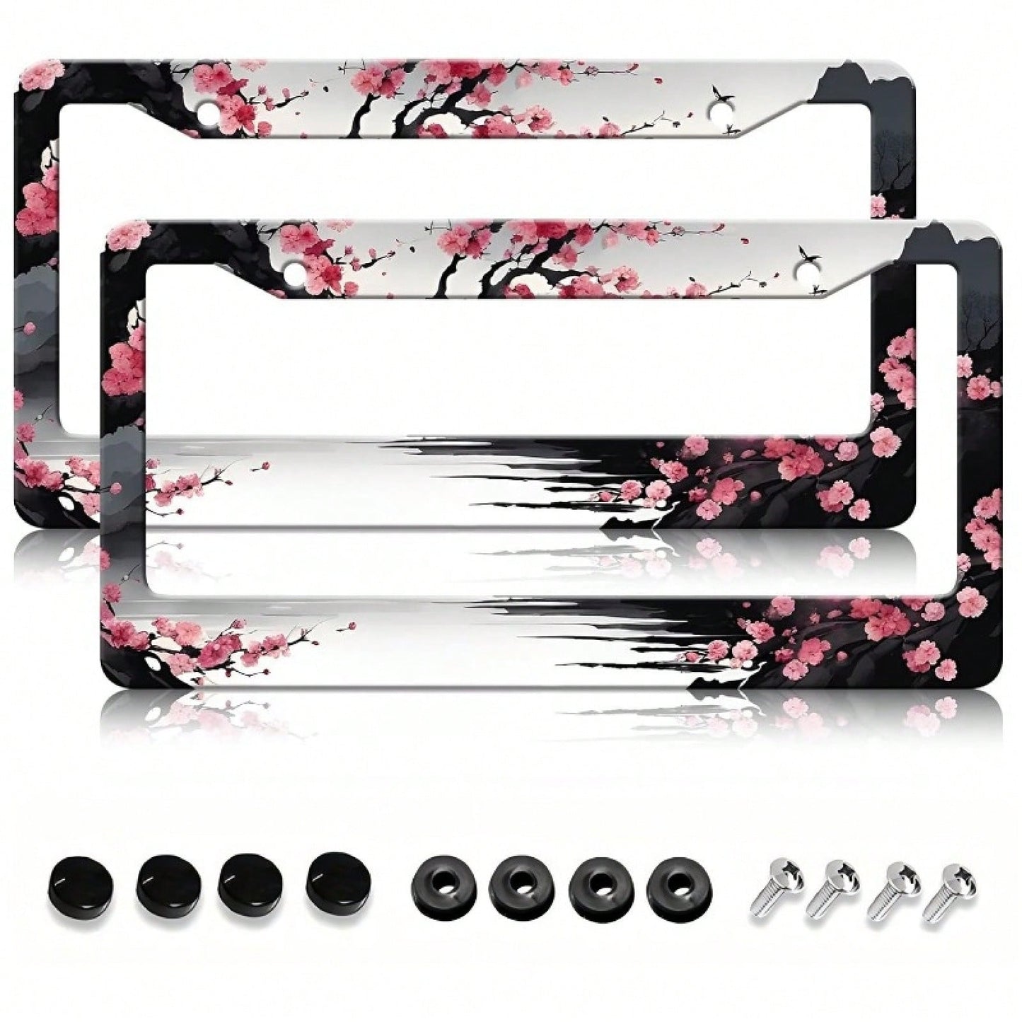 2-Piece Of Metal License Plate Frame Decor, 12x6inch Aluminum Material, Suitable For Sedans/SUVs/Pickups,Car Accessories For Women,Car Accesorries,Cosas Para El Carro,Car Essentials Women,Car Decir,Li
