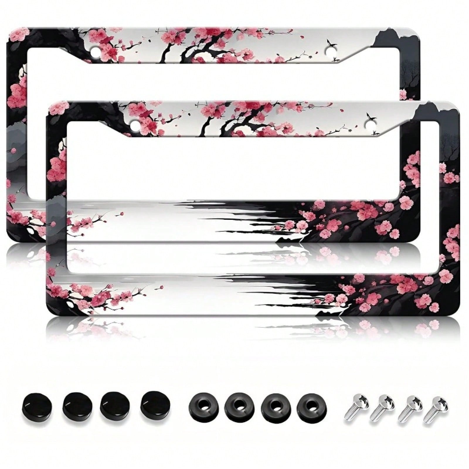 2-Piece Of Metal License Plate Frame Decor, 12x6inch Aluminum Material, Suitable For Sedans/SUVs/Pickups,Car Accessories For Women,Car Accesorries,Cosas Para El Carro,Car Essentials Women,Car Decir,Li