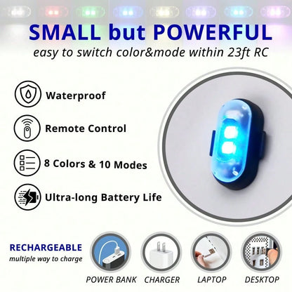 2 RGB LED Portable Party Lights-Wireless Remote Control, 8 Customizable Colors, Rechargeable Car Footwell Lights, Chassis Ambient Light Kit, Essential Car Strobe Lights, Suitable For SUVs, Trucks, Mo