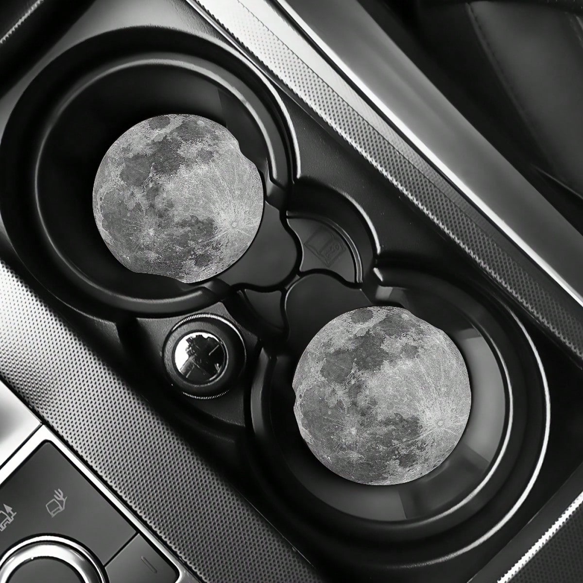 2 Sets Of Moon Wave Patterned Car Coasters-2.8-Inch Round With Natural Rubber Anti Slip Beverage Tray, Durable Home Car Accessories, Suitable For Both Men And Women, Washable, Weighing 15 Grams Per P