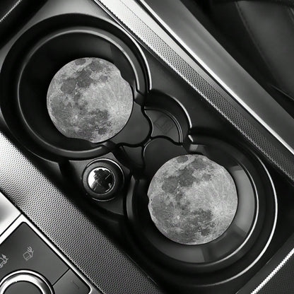 2 Sets Of Moon Wave Patterned Car Coasters-2.8-Inch Round With Natural Rubber Anti Slip Beverage Tray, Durable Home Car Accessories, Suitable For Both Men And Women, Washable, Weighing 15 Grams Per P
