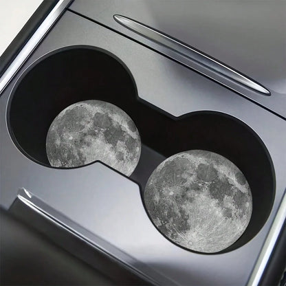 2 Sets Of Moon Wave Patterned Car Coasters-2.8-Inch Round With Natural Rubber Anti Slip Beverage Tray, Durable Home Car Accessories, Suitable For Both Men And Women, Washable, Weighing 15 Grams Per P