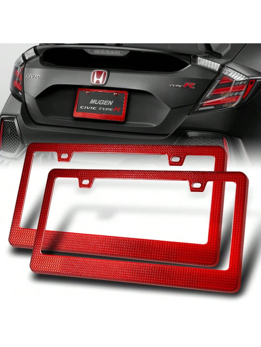 2 X Black Diamond Cut Style Car License Plate Frame Cover Front Or Rear US Size