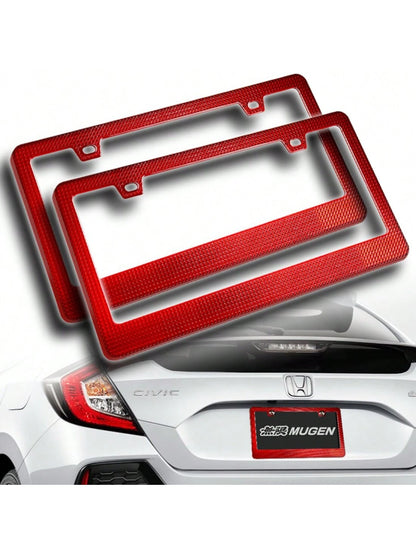 2 X Black Diamond Cut Style Car License Plate Frame Cover Front Or Rear US Size