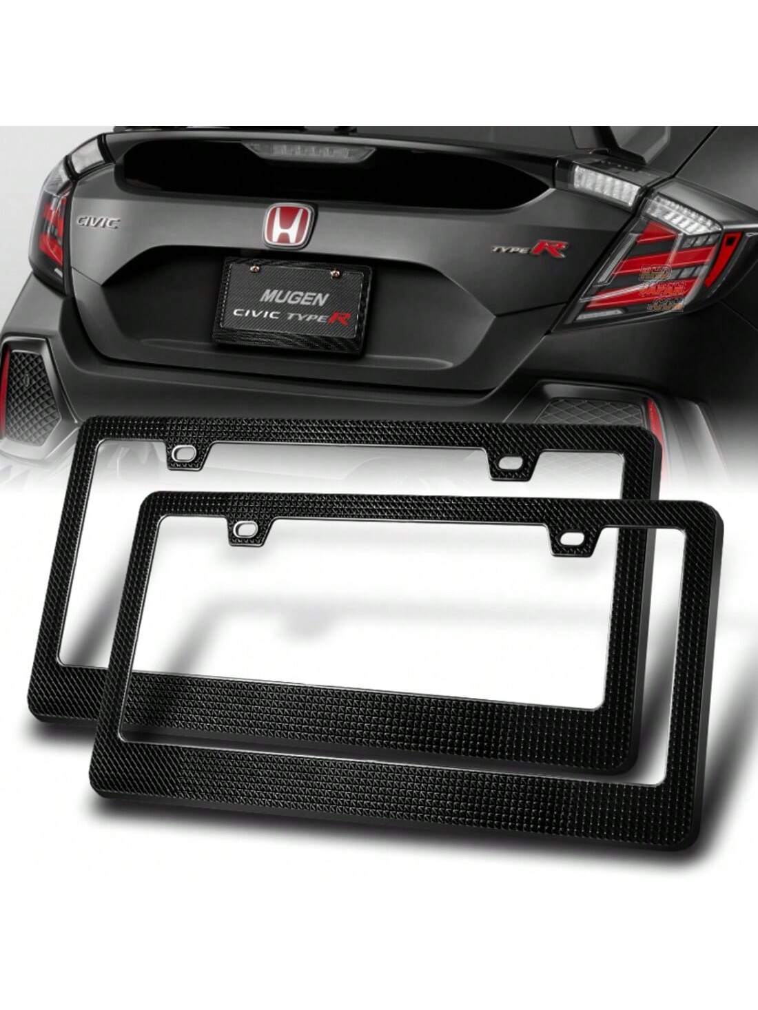 2 X Black Diamond Cut Style Car License Plate Frame Cover Front Or Rear US Size