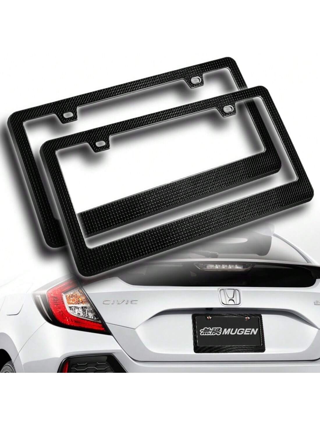 2 X Black Diamond Cut Style Car License Plate Frame Cover Front Or Rear US Size