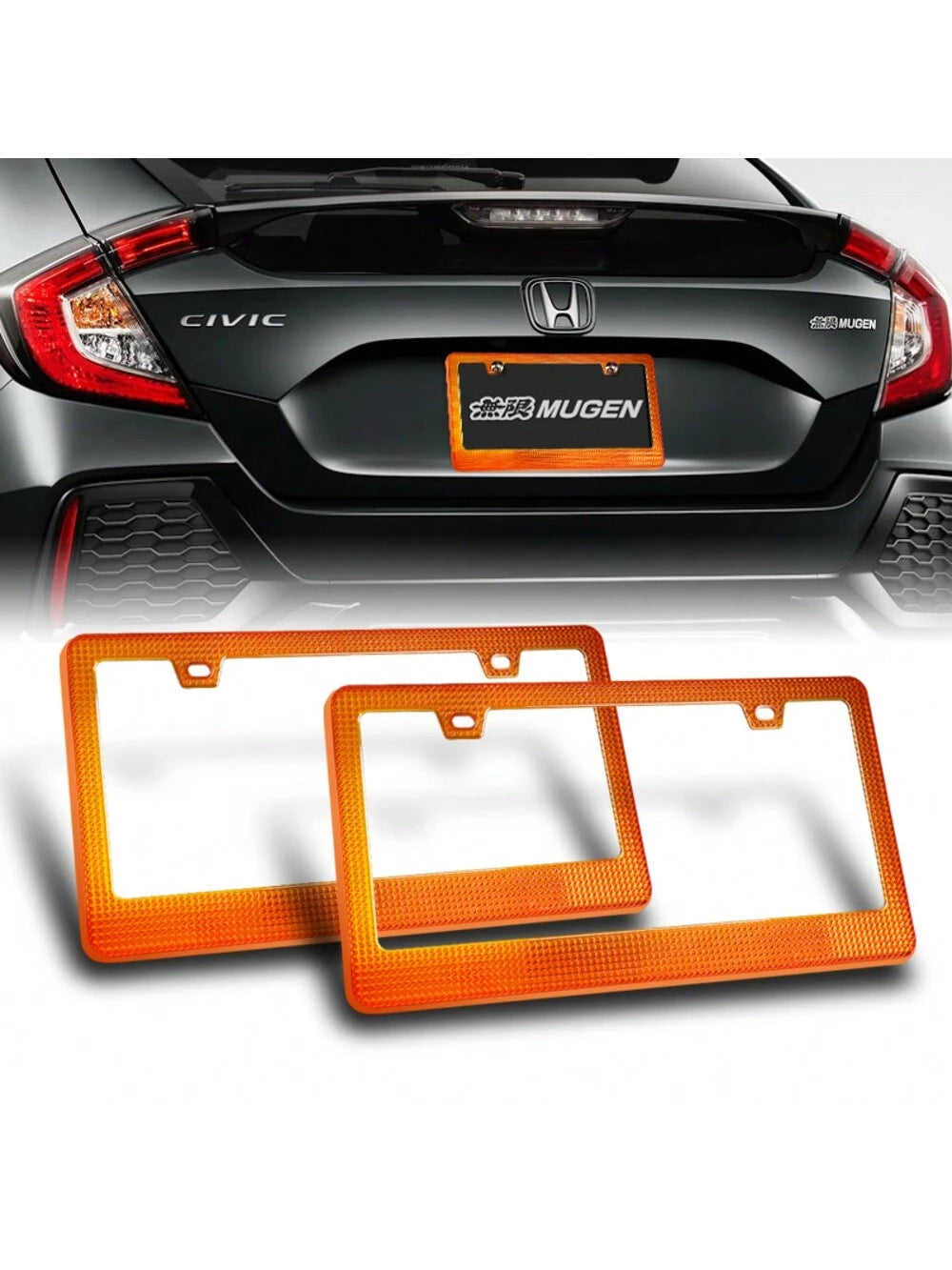 2 X Black Diamond Cut Style Car License Plate Frame Cover Front Or Rear US Size