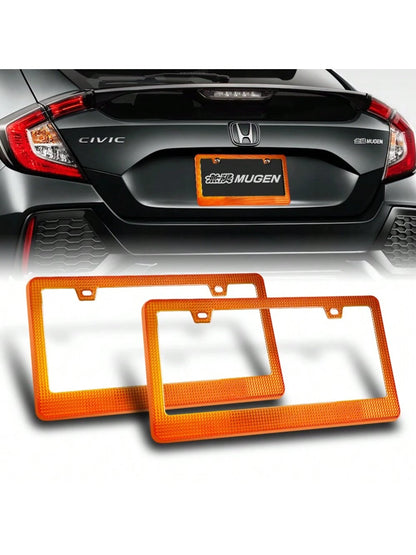 2 X Black Diamond Cut Style Car License Plate Frame Cover Front Or Rear US Size