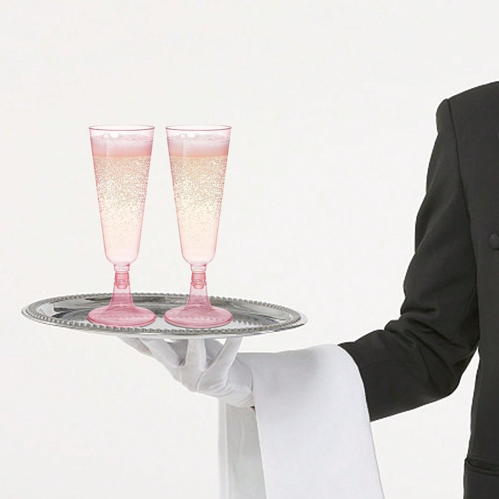 20/10pcs Pink Champagne Cups, Perfect For Wedding Season Themed Parties And Desserts, Suitable For Mousse, Pudding And Ice Cream. Ideal For Weddings, Parties, Birthdays And Graduation Ceremonies, Thes