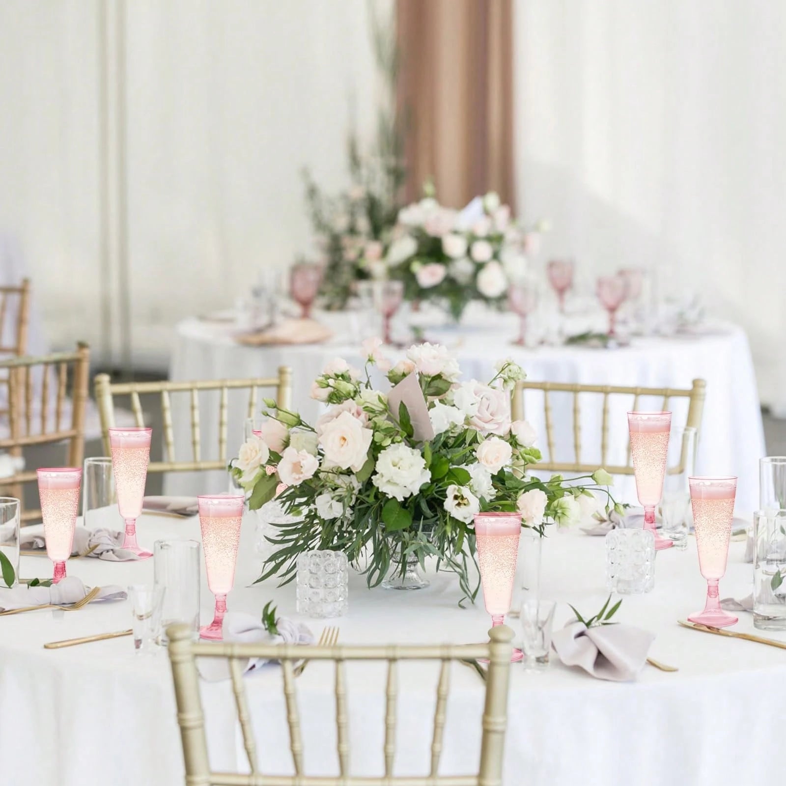 20/10pcs Pink Champagne Cups, Perfect For Wedding Season Themed Parties And Desserts, Suitable For Mousse, Pudding And Ice Cream. Ideal For Weddings, Parties, Birthdays And Graduation Ceremonies, Thes