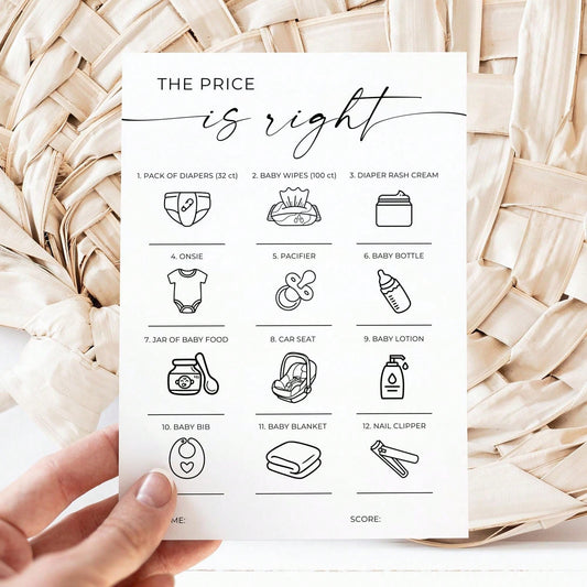 20/40 Pcs Baby Shower Price Is Right Game, Gender Neutral, Minimalist Minimal Shower, Suitable For Baby Shower, Birthday Party, Gender Reveal