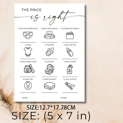 20/40 Pcs Baby Shower Price Is Right Game, Gender Neutral, Minimalist Minimal Shower, Suitable For Baby Shower, Birthday Party, Gender Reveal