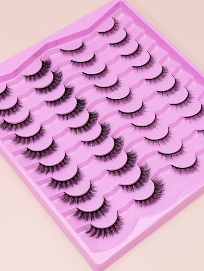 20 Pairs Short 3D Faux Mink Lashes,Cat Eye Style, Natural Look, Eyelash Extensions, A Combination Of Thick And Curled Styles, Soft And Comfortable, Suitable For Daily Dates And Makeup Simulations, Re
