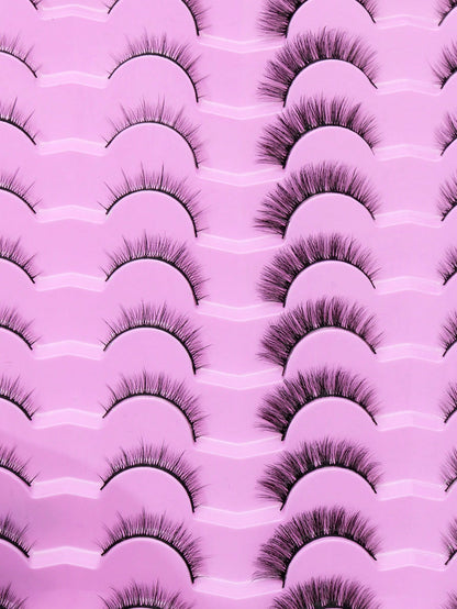 20 Pairs Short 3D Faux Mink Lashes,Cat Eye Style, Natural Look, Eyelash Extensions, A Combination Of Thick And Curled Styles, Soft And Comfortable, Suitable For Daily Dates And Makeup Simulations, Re