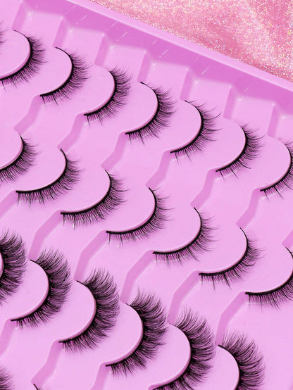 20 Pairs Short 3D Faux Mink Lashes,Cat Eye Style, Natural Look, Eyelash Extensions, A Combination Of Thick And Curled Styles, Soft And Comfortable, Suitable For Daily Dates And Makeup Simulations, Re