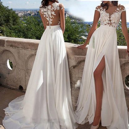 2025 New European And American Wedding Dress Sexy Lace Slit Evening Gown Long Dress