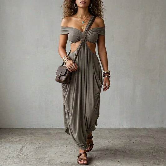 2025 Summer New Fashion Women's Sexy Strapless Slim-Fit Solid Color Sheer Mesh Dress