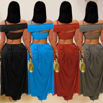 2025 Summer New Fashion Women's Sexy Strapless Slim-Fit Solid Color Sheer Mesh Dress