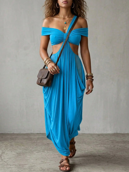 2025 Summer New Fashion Women's Sexy Strapless Slim-Fit Solid Color Sheer Mesh Dress