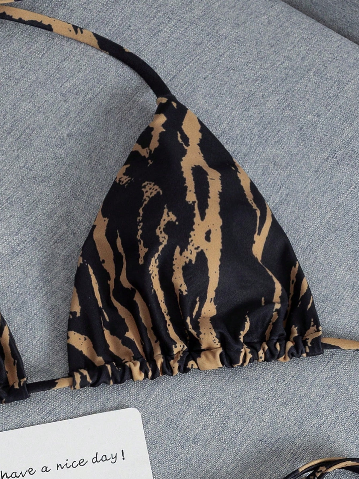 2026 Fashion Sexy Faux Wood Grain Personalized Print Women's Bikini Swimsuit 2-Piece Set, Cute Outfit For Summer Beach Vacation And Pool Party