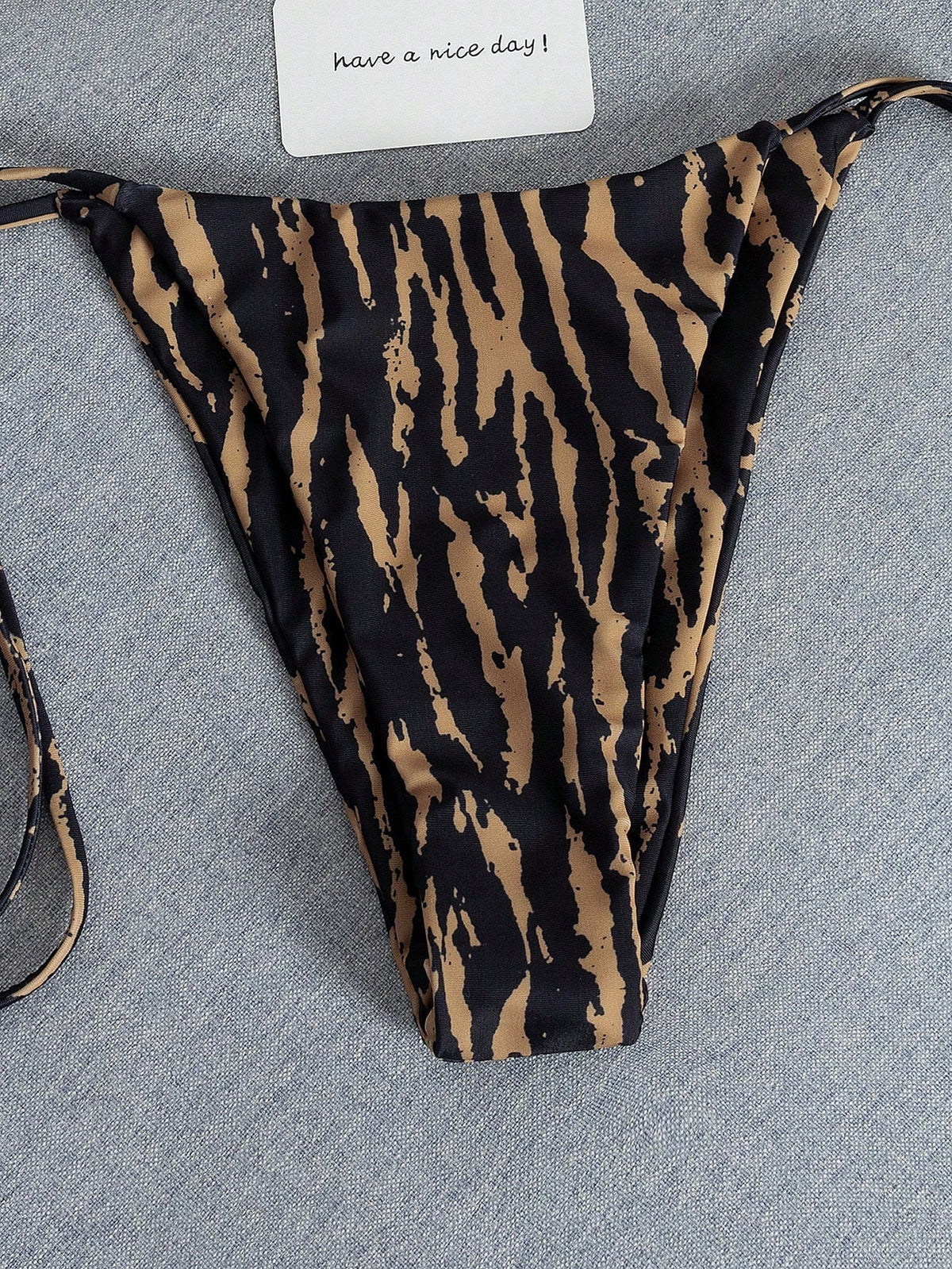 2026 Fashion Sexy Faux Wood Grain Personalized Print Women's Bikini Swimsuit 2-Piece Set, Cute Outfit For Summer Beach Vacation And Pool Party
