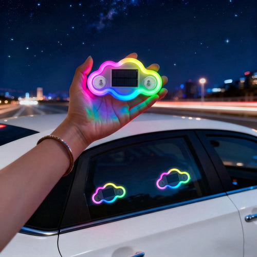 2026 New Cloud-Shaped Solar LED Car Interior Ambient Light, Heart-Shaped Neon Rear Window Decoration, Sensor-Activated 5-Mode Mood Light, Cute Aesthetic Car Accessory For Women And Girls, Romantic Veh