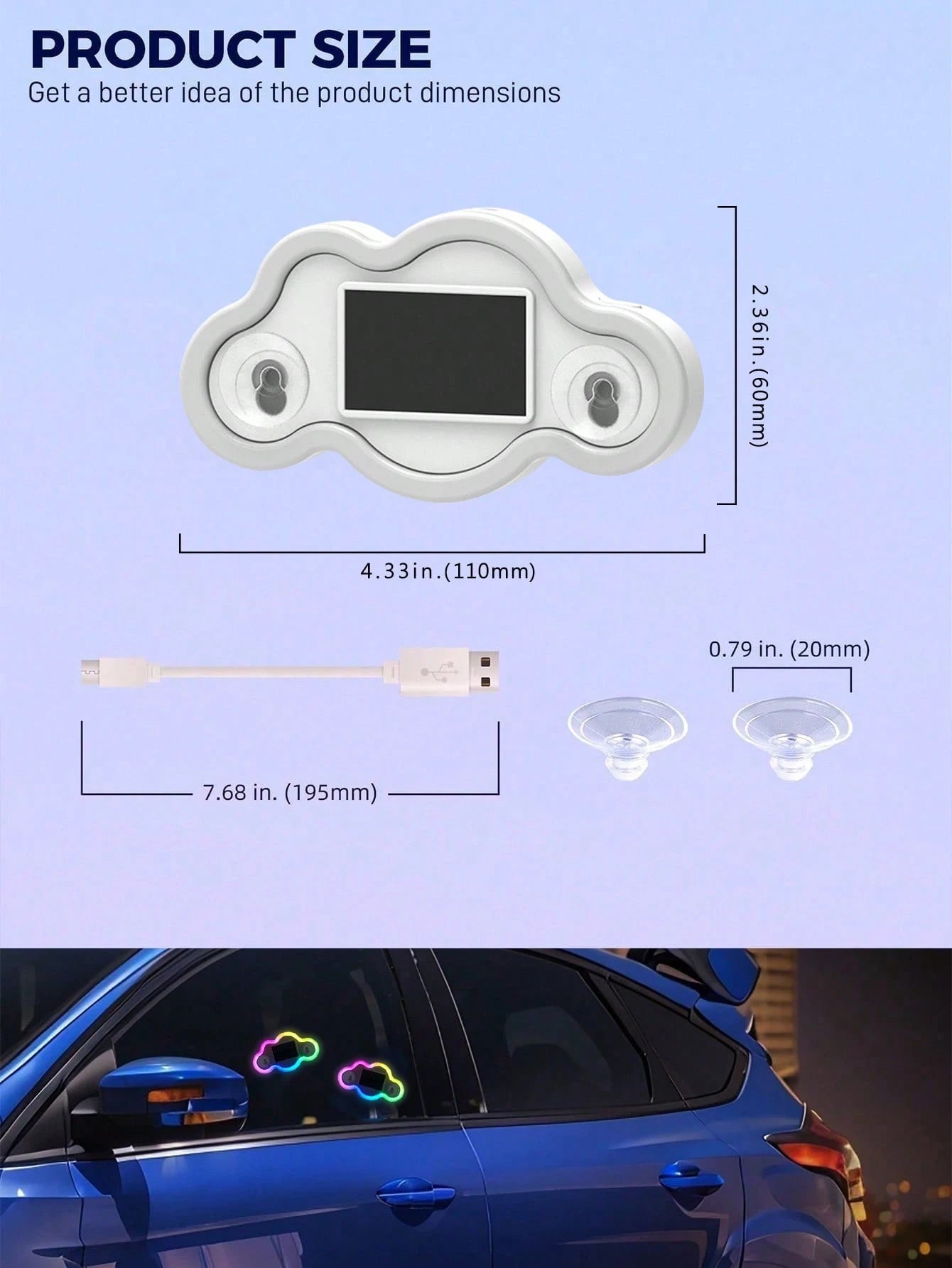 2026 New Cloud-Shaped Solar LED Car Interior Ambient Light, Heart-Shaped Neon Rear Window Decoration, Sensor-Activated 5-Mode Mood Light, Cute Aesthetic Car Accessory For Women And Girls, Romantic Veh