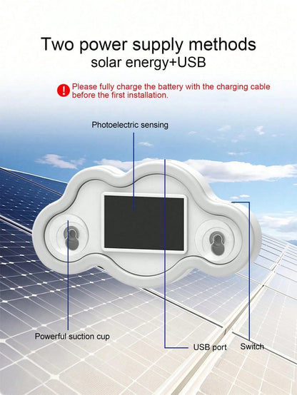 2026 New Cloud-Shaped Solar LED Car Interior Ambient Light, Heart-Shaped Neon Rear Window Decoration, Sensor-Activated 5-Mode Mood Light, Cute Aesthetic Car Accessory For Women And Girls, Romantic Veh