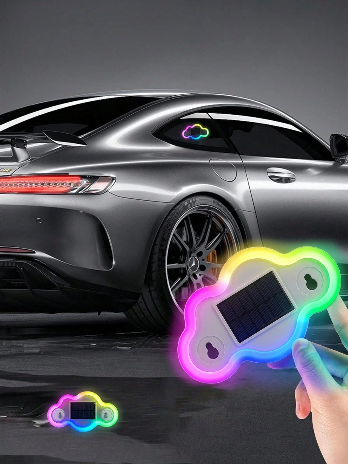 2026 New Cloud-Shaped Solar LED Car Interior Ambient Light, Heart-Shaped Neon Rear Window Decoration, Sensor-Activated 5-Mode Mood Light, Cute Aesthetic Car Accessory For Women And Girls, Romantic Veh