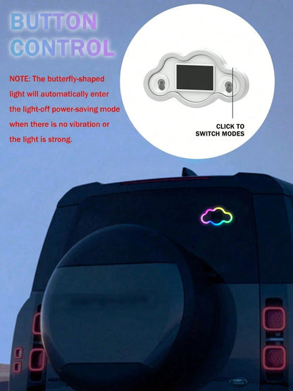 2026 New Cloud-Shaped Solar LED Car Interior Ambient Light, Heart-Shaped Neon Rear Window Decoration, Sensor-Activated 5-Mode Mood Light, Cute Aesthetic Car Accessory For Women And Girls, Romantic Veh